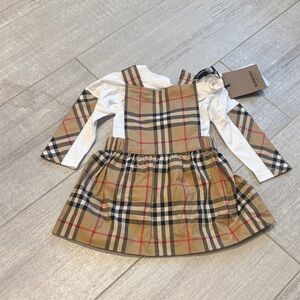 Burberry Beige Plaid Dress with White Top